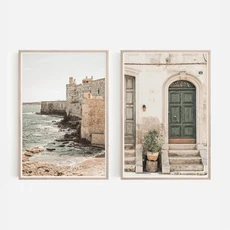 캔버스 프린트 2개 그림자 나무 중성 올리브 세트 꽃병 레트로, VA1888-2pcs, 단일