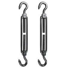 보칠로이 2PCS M6 스테인리스 스틸 턴버클 후크 및 헤비 듀티 와이어 로프 텐셔너 케이블용 조절 가능한 텐션 가든 펜스 게이트 텐트 블랙, M8