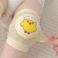 可愛兔子造型嬰兒護膝，柔軟透氣彈性防滑，寶寶爬行學步安全防護必備, 小鴨, 1個