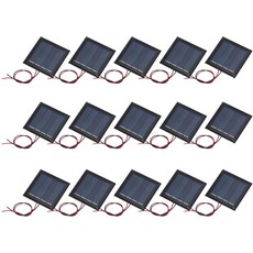 메카닉스티 15개 2V 0.26W 130mA 미니 태양광 패널 DIY 전기 장난감 재료 키트 충전기용 케이블 2개 포함 소형 다결정 태양전지 54mm x