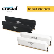 美光 Micron Crucial Pro DDR5 6400 雙通道 32GB(16GB*2) 桌機記憶體 含散熱片, 1個, 白色(散熱片)