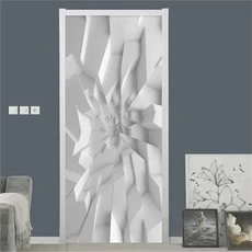 PVC 도어 스티커 현대 3D 추상 벽지 거실 아트 포스터 완벽방수 자체 접착, 04 3
