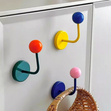 다용도 배색 컬러볼 무타공 자석 후크 3p 세트, 1세트, 초록&오렌지+노랑&파랑+파랑&핑크