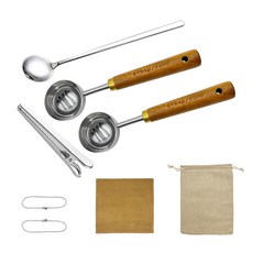 나무 손잡이가 달린 커피 스쿱 2큰술 (30ML) 304 스테인리스 스틸 계량 테이블 스푼 그라운드 커피 에스프레소 차 단백질 파우더 향신료 등용(6팩)268890, 나무 손잡이가 달린 커피 스쿱 2큰술 (30ML) 30