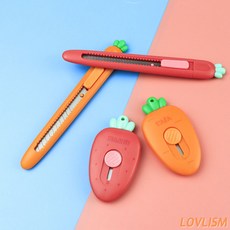 리빙미 당근 커터칼 언박싱 박스 개봉 안전 미니 커팅칼 휴대용 택배 개봉 칼, 1개, 2.딸기 다용도 커터칼