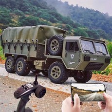 RC카 오프로드 RC 트레일러 중장비 덤프 군용 트럭 대형, 1개, 6륜 대용량 배터리 3개