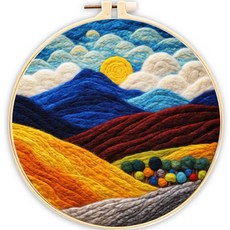 사르부터 바늘 펠트 키트 DIY 소박한 풍경 울 스타러 자수 선물용 홈 데코레이션에 적합 (색채로운 꽃)