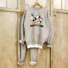 Ehing 三重唐老鴨分層衛衣慢跑褲上下訓練套裝