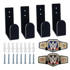 QUTHZZHY 레슬링 챔피언십 벨트 디스플레이 홀더 벽 마운트 세트 성인 및 아동용 WWE 벨트 행거 레슬링 선물 및 상을 위한 안전한 랙 4개 343566