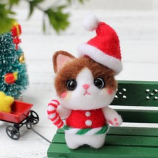 치프몰 양모펠트 DIY 패키지 세트, 016_크리스마스 고양이, 1개