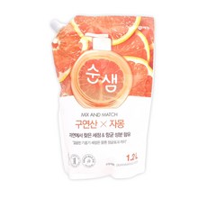 본사배송 순샘 믹스앤매치 주방세제 구연산 자몽 1.2L파우치 3개, 1.2L