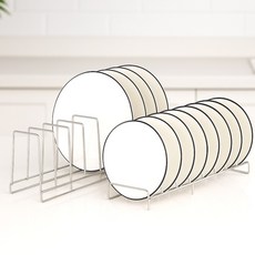 벤스투 깔끔정리 스텐 접시꽂이 그릇정리대 2종 세트, 실버, 1세트