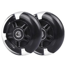 [ 1141796 ] 휠구 2팩 후면 80mm 다채로운 플래시 3륜 아동용 스쿠터 교체 바퀴 푸시 킥 (블랙), 검정