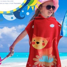 비치가운 레드 아기비치판초