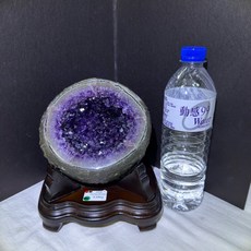 大開口超圓潤烏拉圭紫水晶洞 3.28kg 口寬聚財氣 紫晶洞 錢袋子, 1個, 烏拉圭圓洞3.28kg