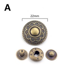 빈티지 금속 버튼 스냅 단추 프레스 스터드 바느질 버튼 가죽 공예 DIY 셔츠 의류 장식 10 세트 17mm