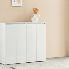 [완제품 초특가] 퍼니하우스 헤븐 800 양문 수납장 선반 홈카페장 거실 원룸 다용도수납장, 화이트