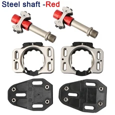 도로 자전거 페달 티타늄 속도 플레이 포장 크롬 몰리 자동 잠금 액션, 1. Steel Red, 1개