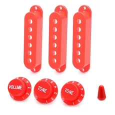 48/50/52mm ST 일렉트릭 기타 싱글 코일 픽업 커버 1 볼륨 2 톤 노브 부품 액세서리, 01 China Mainland, 05 Red