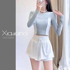 COSYEVNO 여자 수영복 긴팔티 반바지 수영장 서핑 수영복