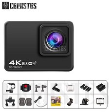 CERASTES 4K/60FPS WiFi 손떨림 방지 동작 카메라 리모컨 화면 방수 스포츠 운행 기록기 EIS 1080P 고화질, [01] Action Camera-1, [02] With 32G Card, Action Camera-1+With 32G Card