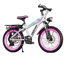 여아 입문용 두발자전거 20인치 저학년자전거 18인치, 18 인치, M. 화이트/핑크 (짐받이+7단)