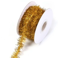 10야드 금색 와이어 가랜드 틴셀 행잉 라탄 크리스마스 트리 장식 웨딩 생일 파티 컬러풀, 08 Deep Gold