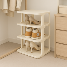 하스몰 고급형 멀티 슬림 신발장 신발 정리대, 화이트, 4단