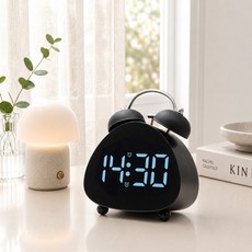 윙고 탁상 알람 시계 LED 무소음 시끄러운자명종, 삼각형 블랙