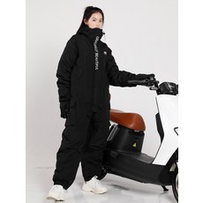 패딩 점프수트 겨울 후드 작업복 빅사이즈 방풍 방한복 오토바이 배달 라이딩 일체형 우주복, 2XL, 블랙