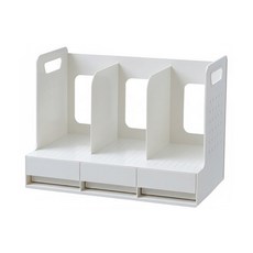 헤이하루 데스크 오거나이저 책꽂이 서랍, 1개, 북엔드 화이트