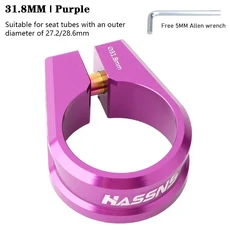 클램프 HASSNS 자전거 시트포스트 클램프 새들 차단 티타늄 합금 나사 클립 스포이드 27.2mm, 06 31.8mm Purple, 1개