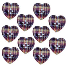 예쁜 하트 체크 단추 25mm 옷 만들기 부자재 DIY, 10개, 빈티지 브라운