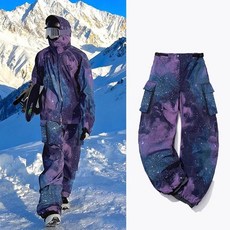 별하늘 패턴 여성 스키복 세트 방풍 방수 보온 스노우보드 스타일