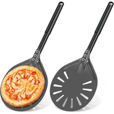 롱 핸들 알루미늄 피자 필 스피너 천공 터너 논스틱 패들 15.75.98.46인치 스크래치 방지 가정용 오븐용, Black