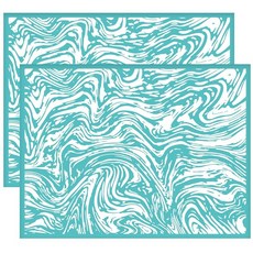 OLYCRAFT 2개 실크스크린 스텐실 대리석 무늬 스크린 인쇄 템플릿 그림 그리기 자기 접착 티셔츠 우드 포옹 베개 가방 페이퍼 토트백 다이어리 석목 무늬 재사용 가능 세탁 가능