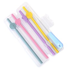 아가프라 봄봄실리콘빨대 4p+세척솔+케이스 세트 열탕소독가능 재사용빨대, 1세트, 1세트