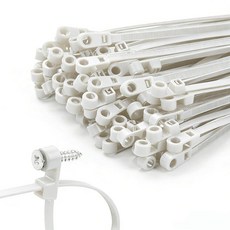 MasiStranth 200 PCS 14 inch White Zip Ties with Screw Hole 70lbs Mountable head Cable Ties Straps