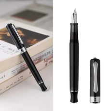 PENBBS 470 만년필 풀 타입 진공 잉크 흡입 필기구 창의적인 색상 아크릴 소재 성인 학생 연습용 펜 35 #, 23 119 - Silver Blade F