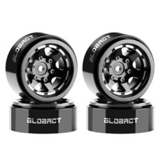 GLOBACT 3.3cm(1.3인치) 비즈락 휠 오프셋 -3.75mm 알루미늄 합금 휠 Axial SCX24 AX24 TRX4M 업그레이드 1/18 1/24 RC 크롤러 부품(, Black