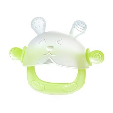 雪倫小舖 寶寶矽膠牙膠 安撫咬咬固齒器 防吃手設計(長牙期適用 嬰幼兒咬咬玩具), 全抓款-瀅水綠, 1個, F