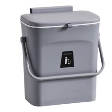 【雙開壁掛垃圾桶】廚餘桶 掛式垃圾桶 掀蓋垃圾桶 廚房垃圾桶 廁所 浴室垃圾桶 附蓋垃圾筒, 【5件含以上只能宅配】7L-灰色