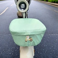 輝輝就是棒 電動車車筐罩 防塵遮陽車籃罩 電瓶車筐自行車籃置物包, 清新綠（車籃罩+帶蓋+帶拉鏈）
