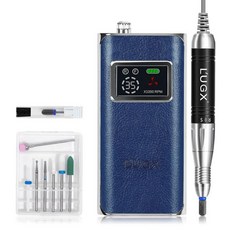 L UGX 네일 드릴 무선 모터가 장착된 35 000RPM 프로페셔널 E파일 아크릴 젤 네일 가정용 매니큐어 페디큐어 저진동 블루, 1개