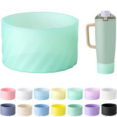 Soledea Owala 887.2ml(30온스) 및 1.2L(40온스) FreeSip 스웨이 보틀 텀블러와 호환되는 실리콘 부츠 미끄럼 방지 긁힘 방지 바닥 보호 슬리브, 투명 그린