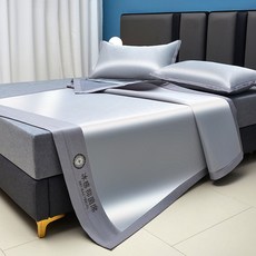 夏季冰絲涼蓆三件式床笠款, KEX-銀灰（平鋪款）,90×200cm兩件套, 兩件套