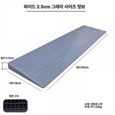 무취 고무 문턱 경사로 휠체어 계단 슬로프 진입판 넓은 바퀴, 80x18x2.5cm 그레이, 1개