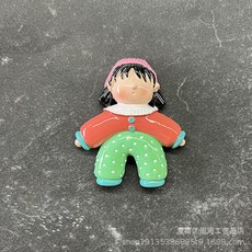 可愛卡通多巴胺少女立體人物樹脂裝飾家居磁性冰箱貼陶瓷冰箱貼冰箱磁鐵可愛磁鐵吸鐵白板貼黑板貼居家裝飾, 粉色帽小女孩
