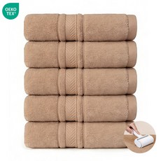 연화삼월 호텔 수건 40수 150g 고급 코튼 타월 10장 흡수력 좋은 먼지없는 두꺼운 수건 오코텍스 인증 470GSM 호텔수건, 5개, 05라이트브라운