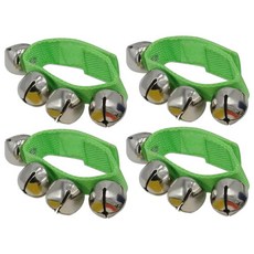춤 연습 리허설 및 공연을 위한 Cheerock 4pcs 조절 가능한 손목 발목 벨 징글 타악기, Light Green